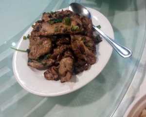 Beef with spring onions and ginger